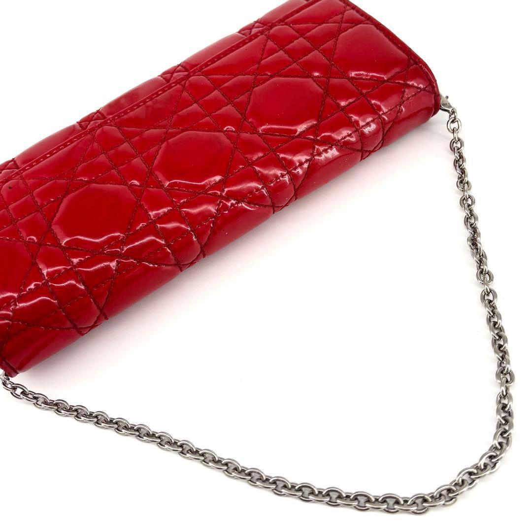 Dior レディディオール チェーンウォレット パテントレザー