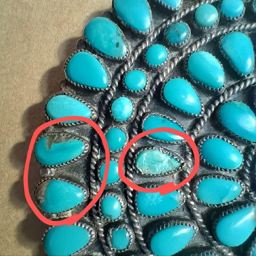 VMB ヴィンテージ ターコイズ&シルバー ピンブローチA