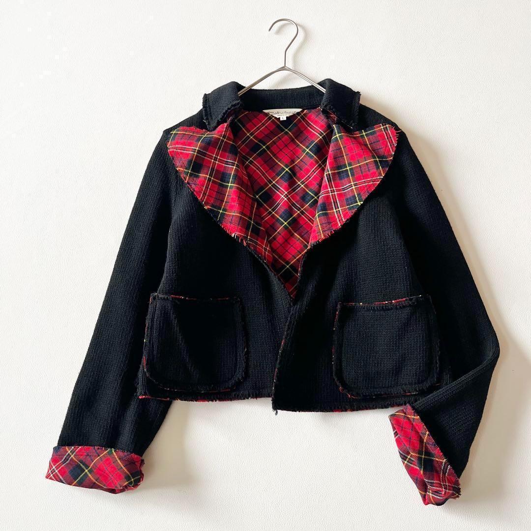 ▼希少レア✨ローブドシャンブル✨コムデギャルソン✨ニットジャケット 裏地チェック