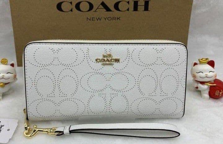 新品未使用コーチ長財布ホワイトアコーディオンレディースメンズ送料無料即日発送