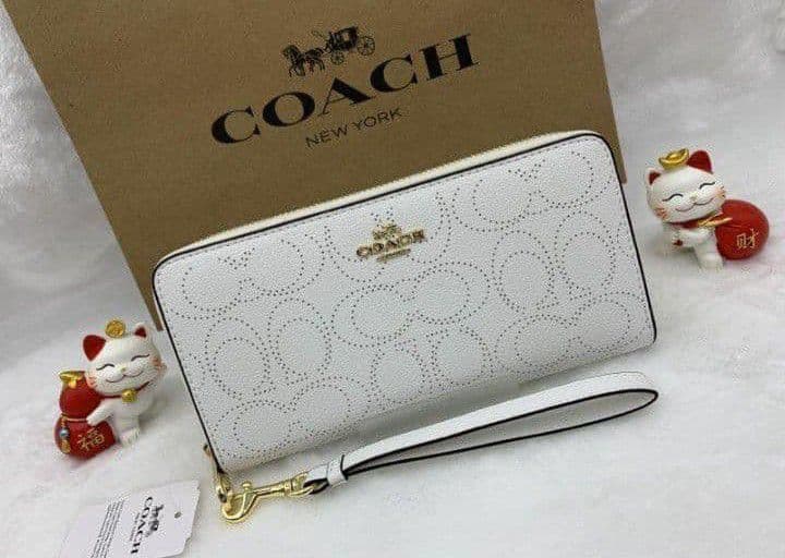新品未使用コーチ長財布ホワイトアコーディオンレディースメンズ送料無料即日発送