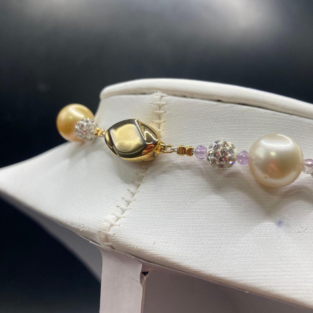 B【美品】南洋パール バロック　真珠　ネックレス マルチカラー