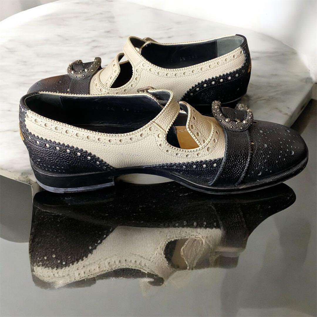 【美品✨】GUCCI グッチ ケルコアブローグモンクシューズ レザー バイカラー