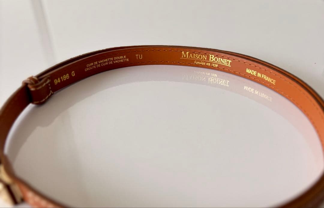 MAISON BOINET 15mmベルトin calf grainedキャメル