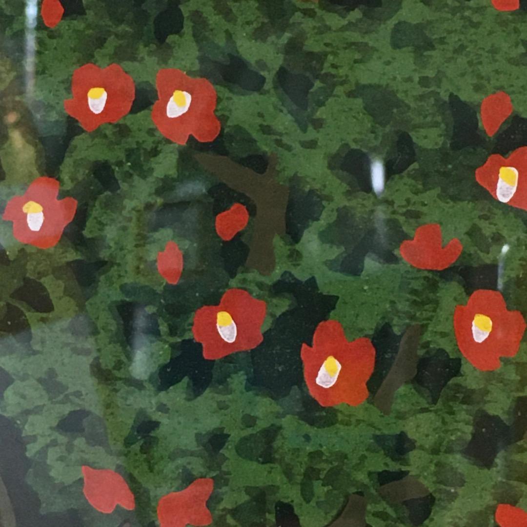 ○井堂雅夫 「銀閣寺 椿」木版画 1993年制作 54/200 直筆サイン 真作