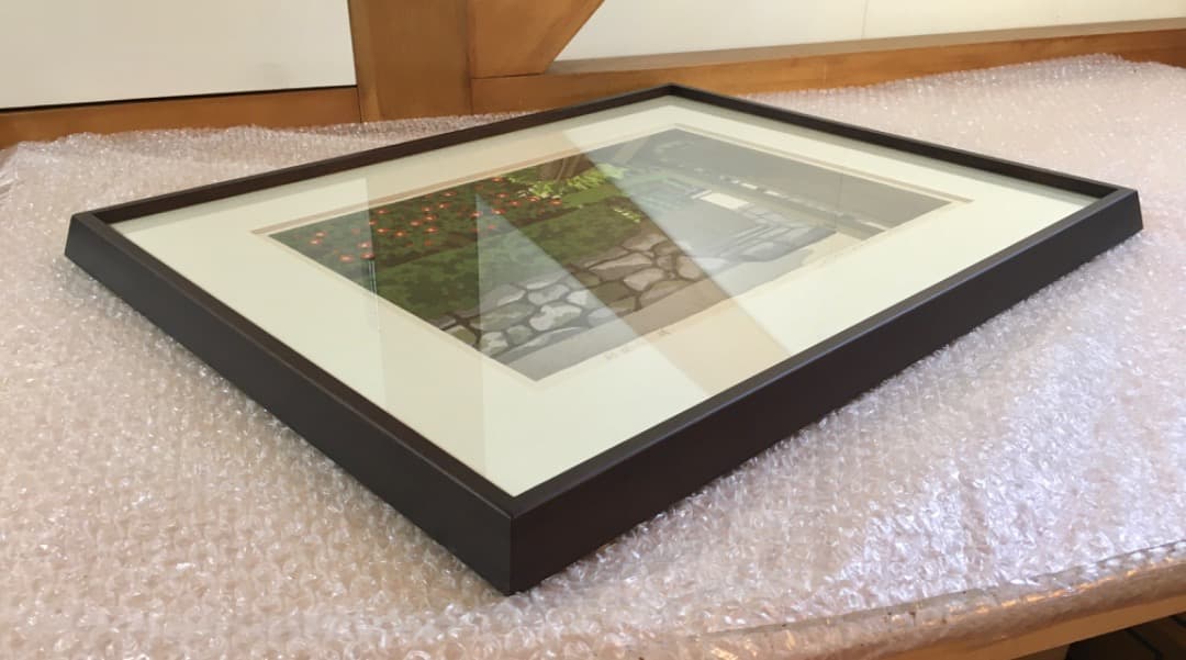 ○井堂雅夫 「銀閣寺 椿」木版画 1993年制作 54/200 直筆サイン 真作