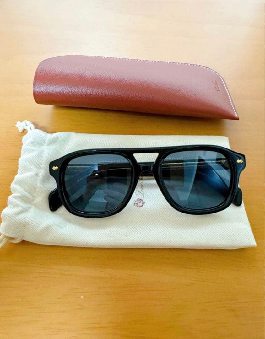 【美品】ロロピアーナ／ブラックサングラス／ケース・非売品の扇子付き