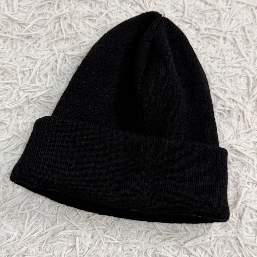 17483✨プラダスポーツ ラバーロゴ ニット帽 ウール ブラック