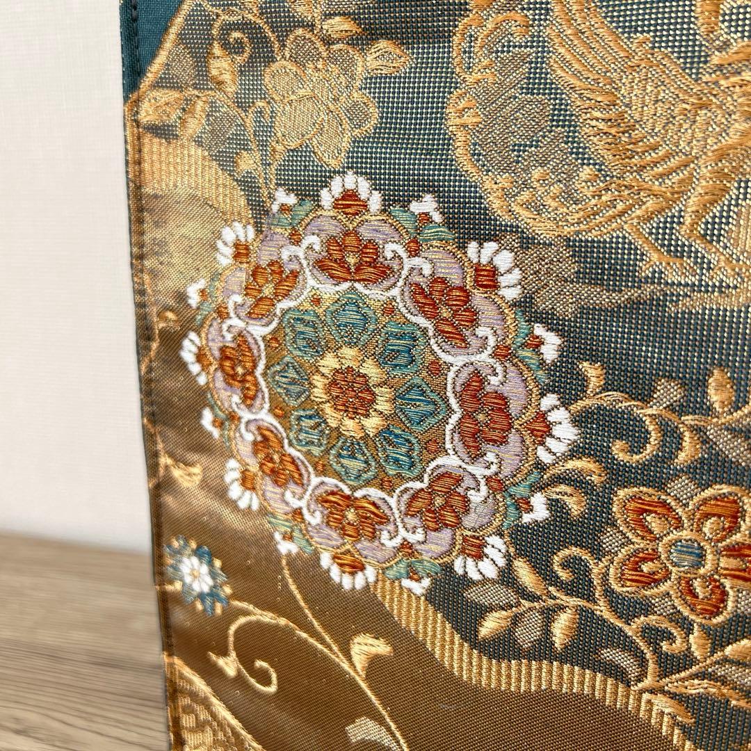 正倉院文様 金糸 袋帯 フォーマルバッグ 帯リメイク 正絹・一点もの 卒業式