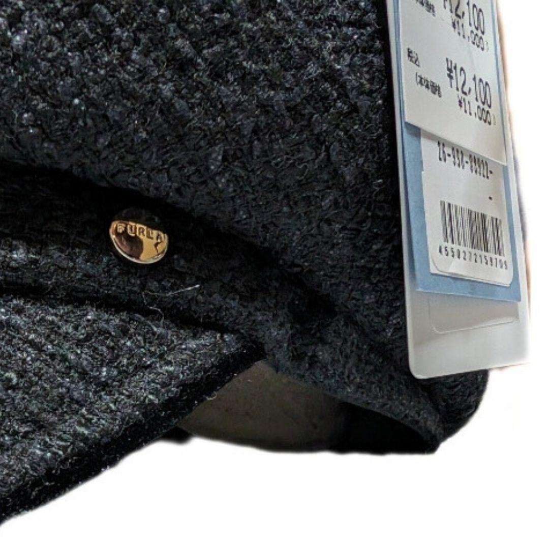 新品✨FURLA✨ファンシーツイード マリンキャスケット 帽子 ハット ブラック