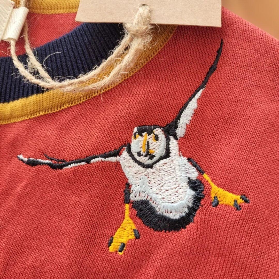 未使用 PALAVA カーディガン S パフィン 鳥 刺繍