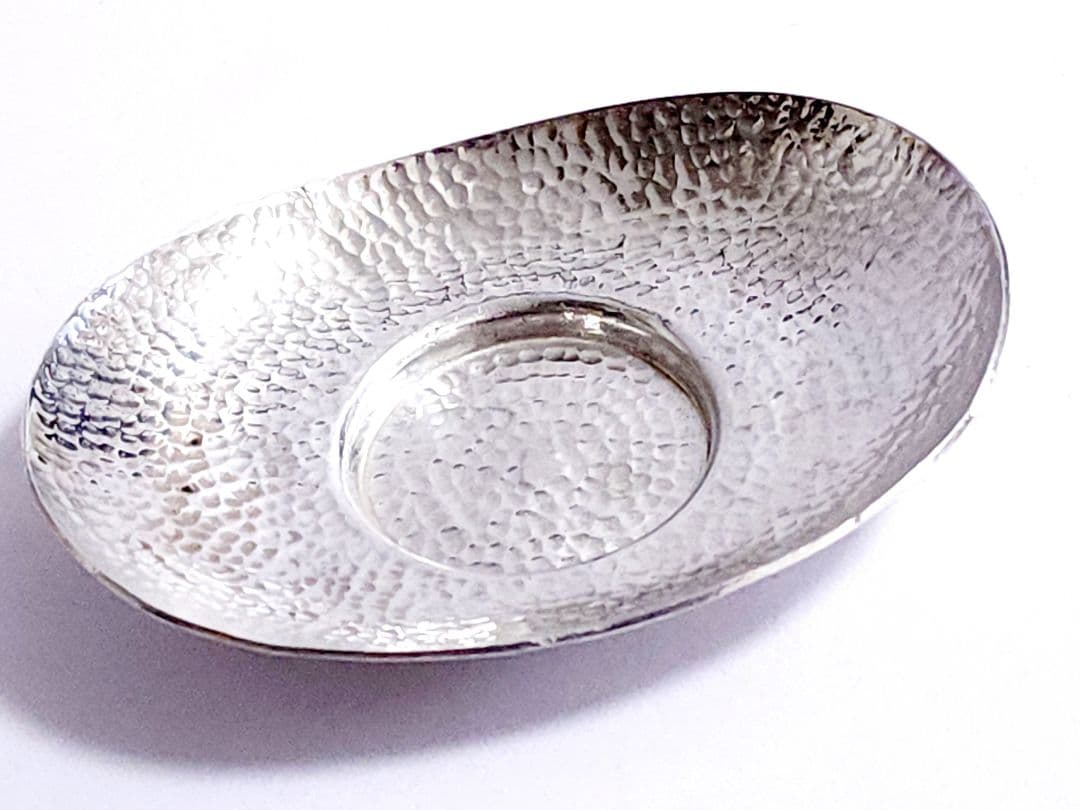 純銀 茶托　鎚目小判形 5客揃　430.18g 煎茶道具