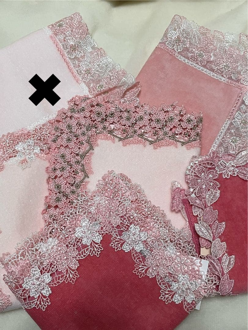 近沢レース　ハンカチ　婦人画報別注　春爛漫　桜便り　桜ひらひら　5枚セット