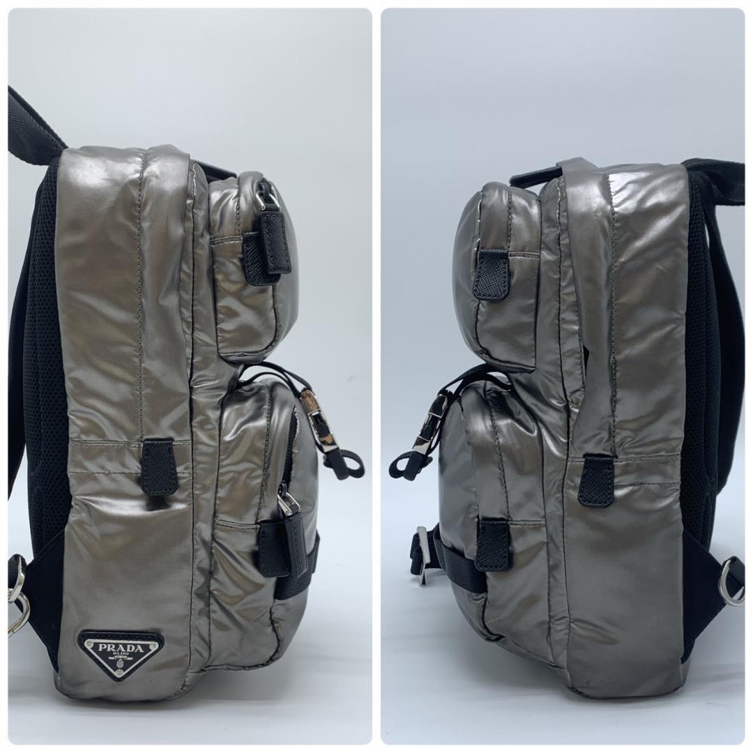 プラダ PVC ナイロン ボディバッグ ワンショルダー 1BZ026 シルバー