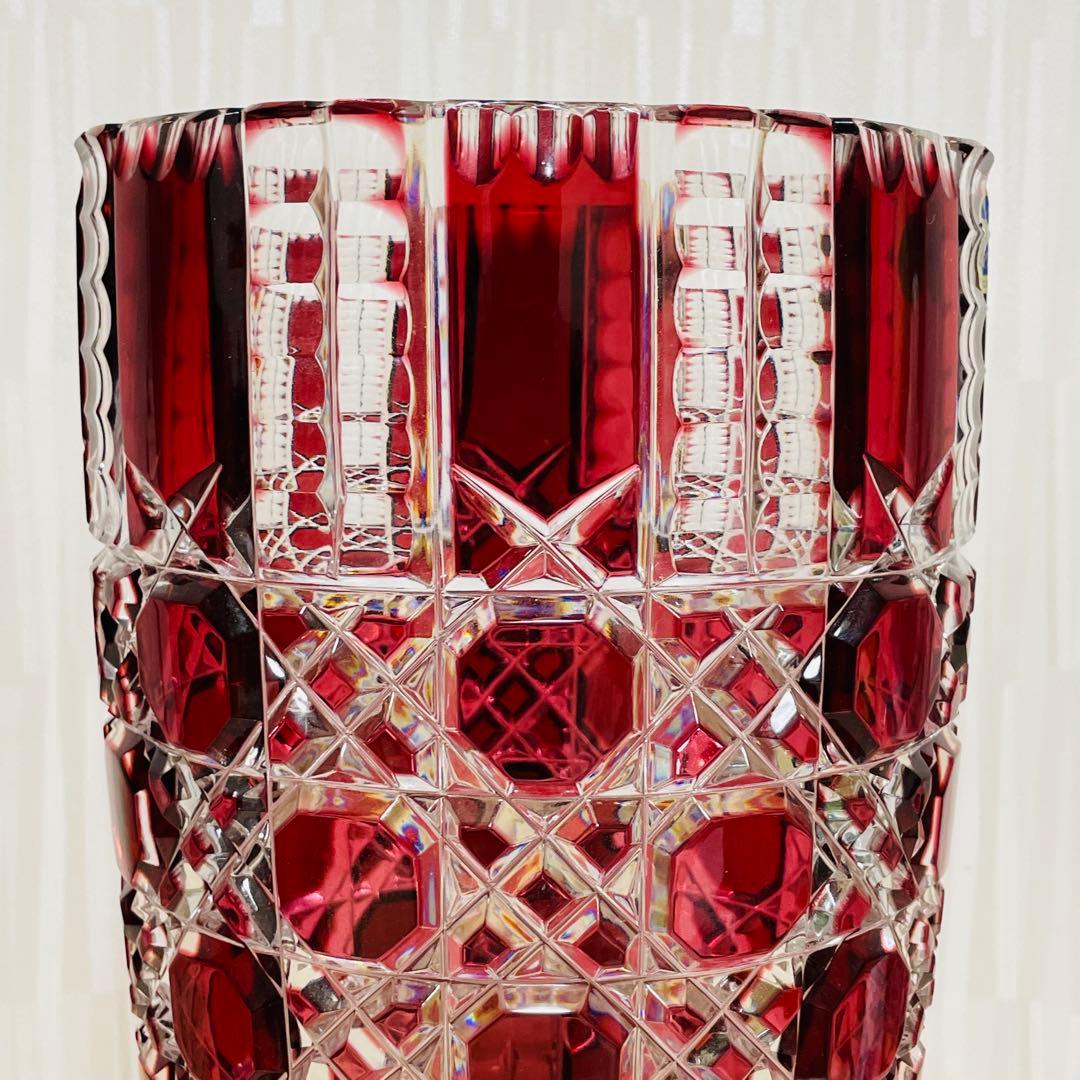 未使用 大型 ボヘミアクリスタル チェコ製 花瓶 フラワーベース