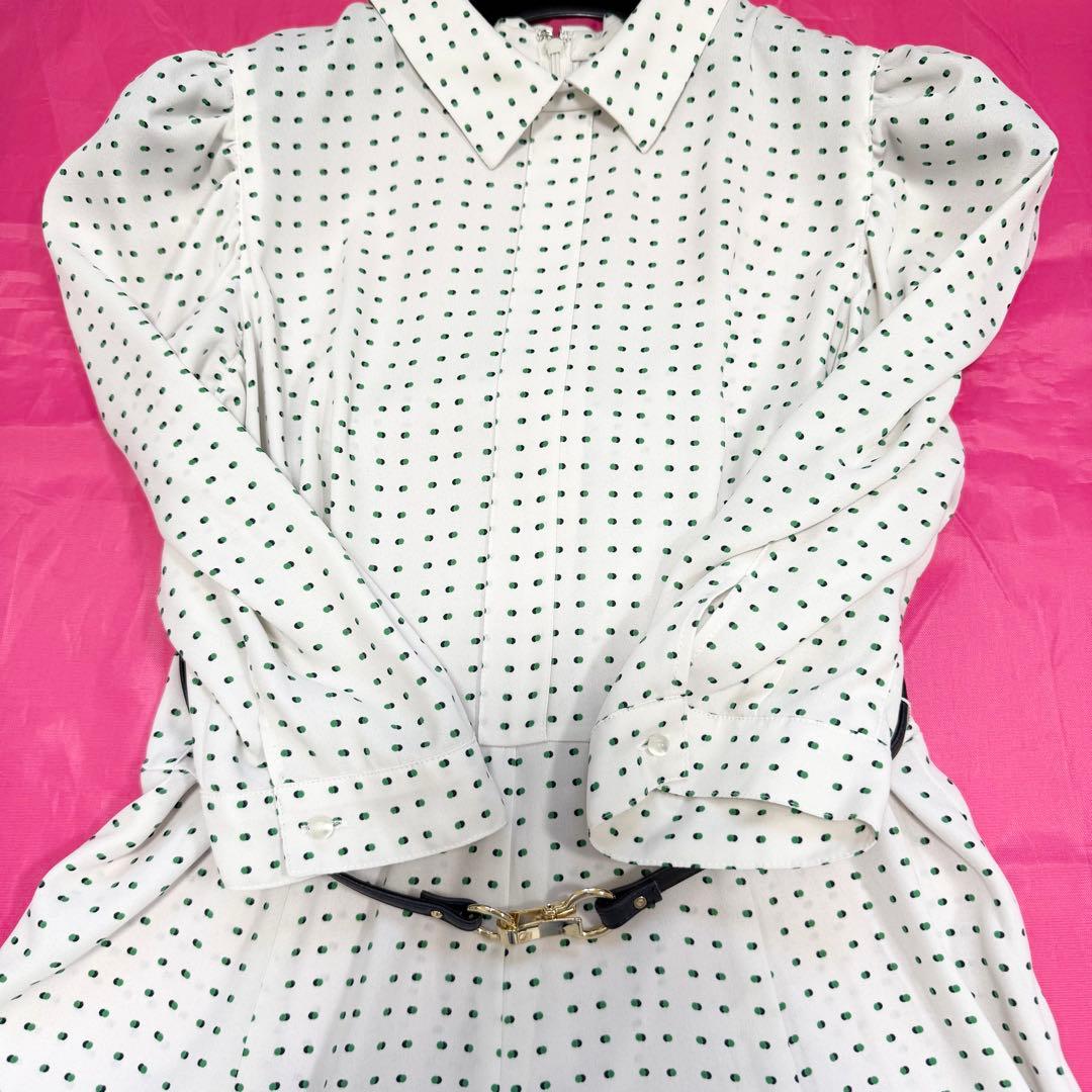 【極美品✨】アナイ ピンドットプリント袖ギャザーワンピース　2023年　36