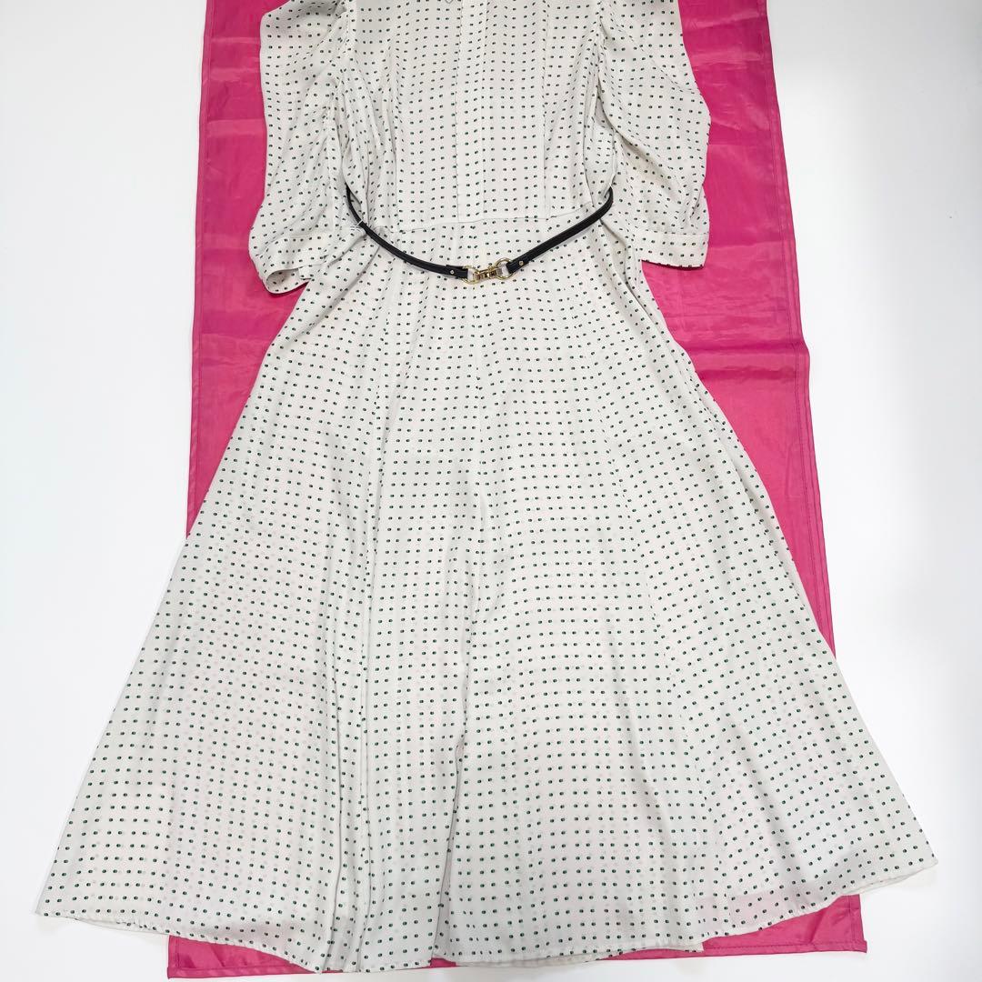 【極美品✨】アナイ ピンドットプリント袖ギャザーワンピース　2023年　36