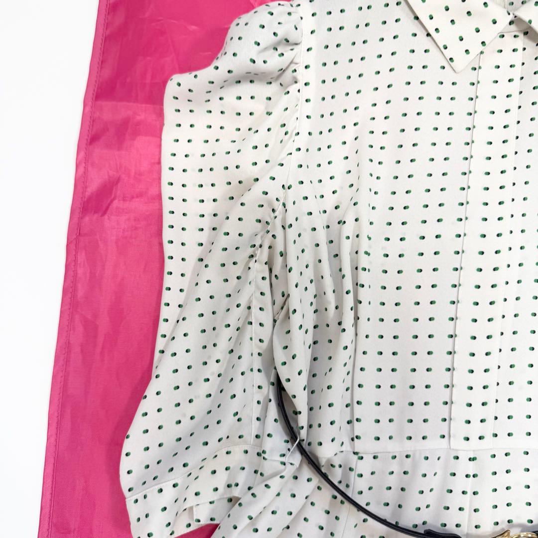 【極美品✨】アナイ ピンドットプリント袖ギャザーワンピース　2023年　36