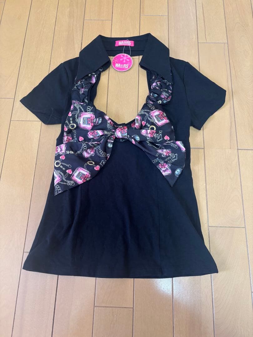 新品未使用 MARS 激レアパフューム柄 デカリボン 背中開き カットソー