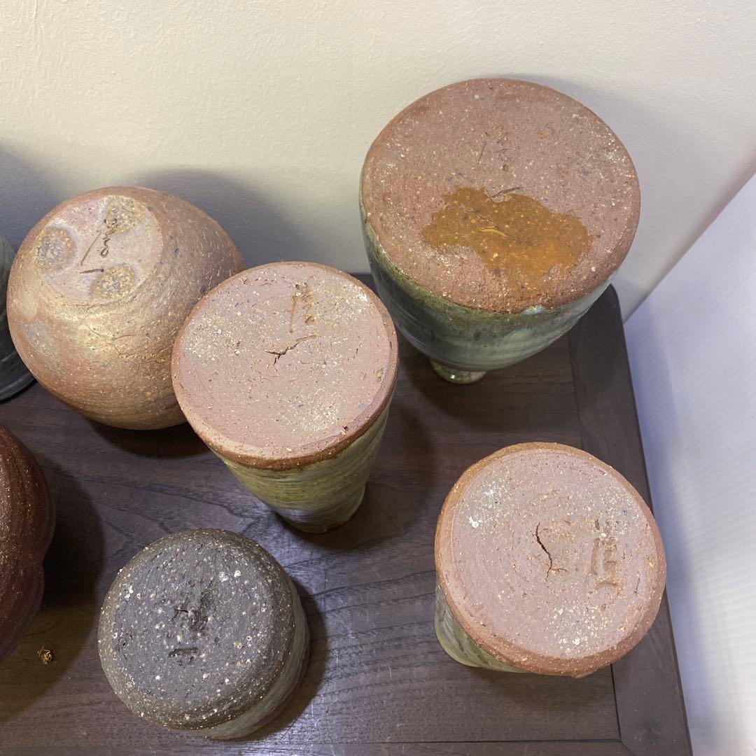 上野焼　花瓶　一輪差し　日本工芸会正会員、「高鶴淳一」氏作品 9点まとめ売り