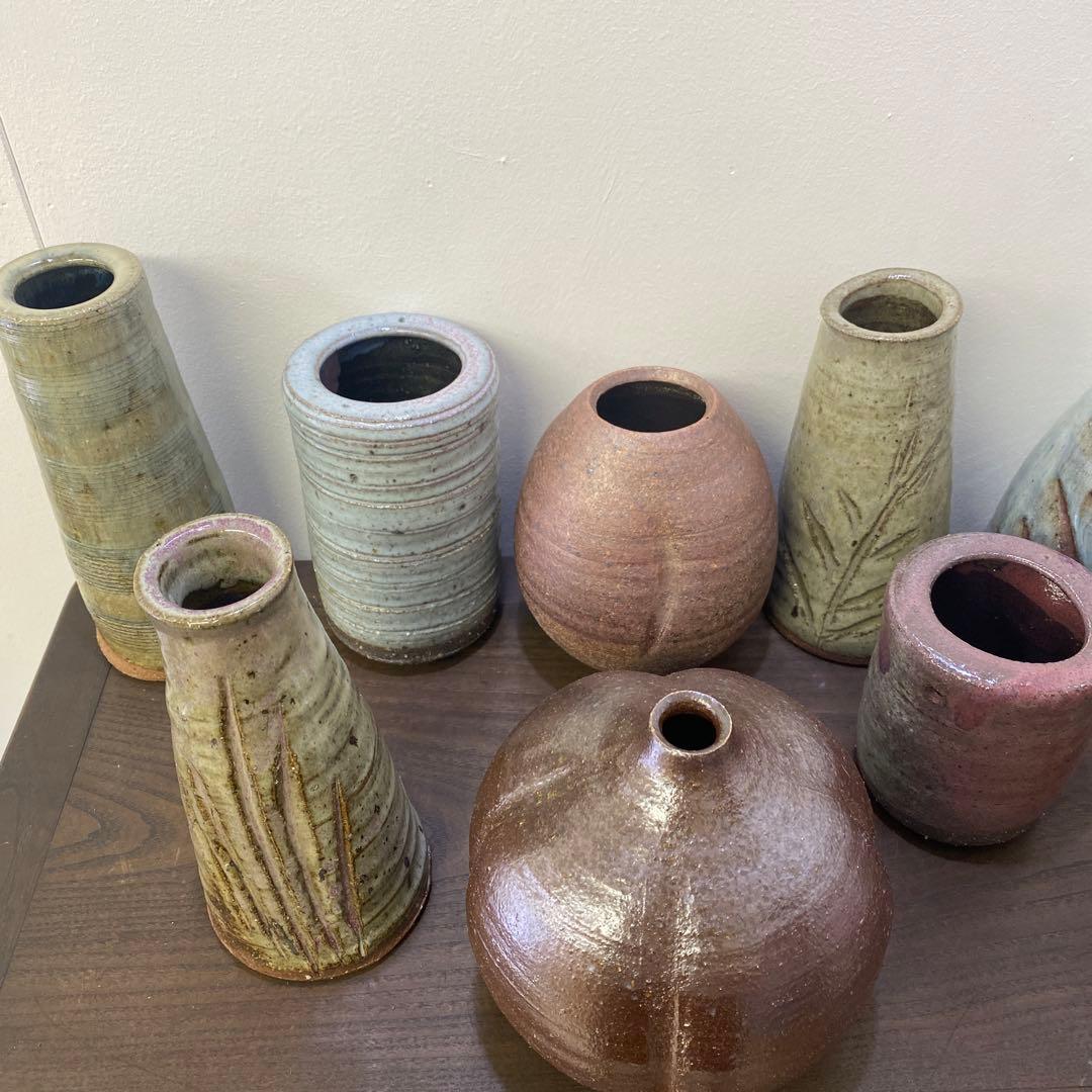 上野焼　花瓶　一輪差し　日本工芸会正会員、「高鶴淳一」氏作品 9点まとめ売り