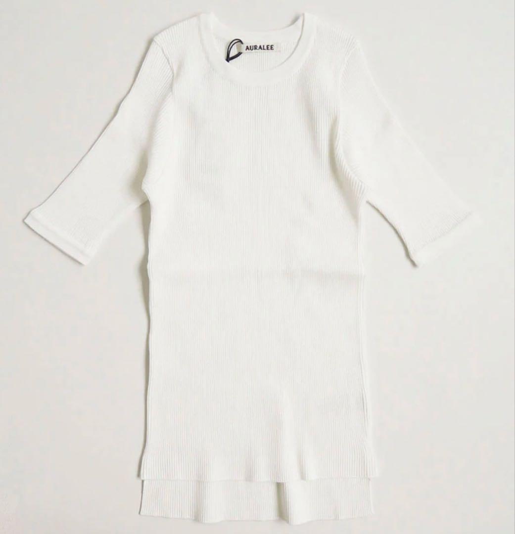 新品タグ付　オーラリー GIZA HIGH GAUGE RIB KNIT TEE