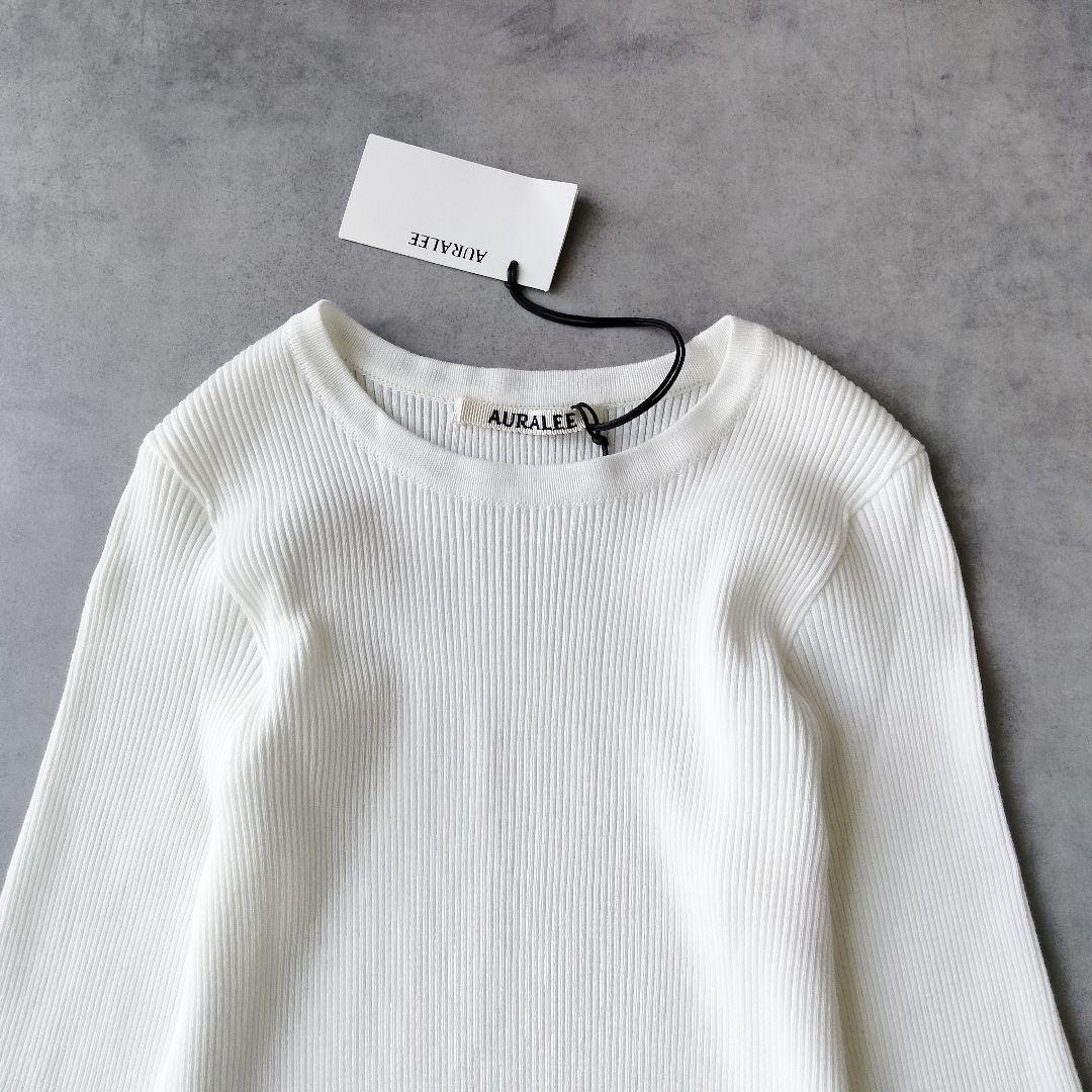 新品タグ付　オーラリー GIZA HIGH GAUGE RIB KNIT TEE