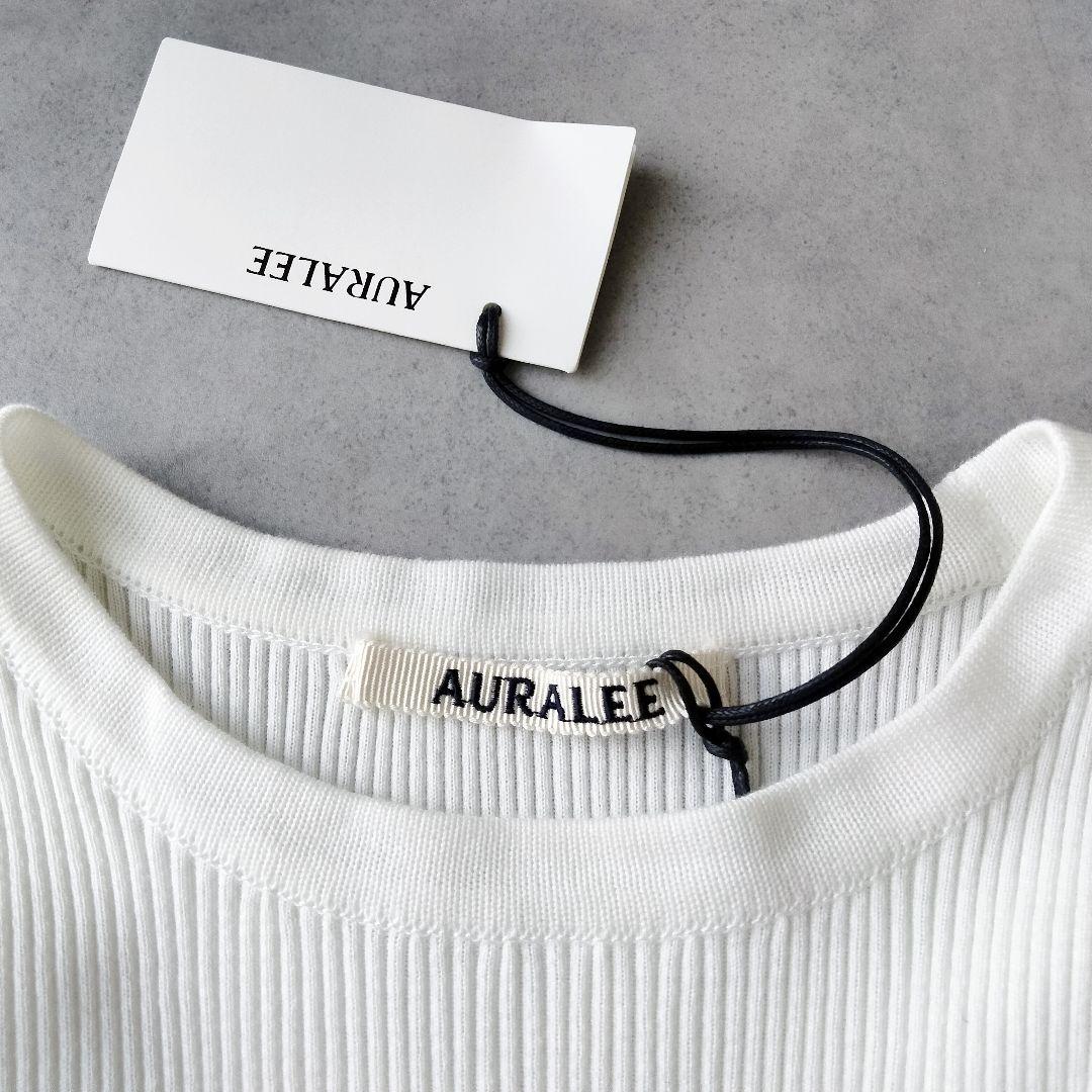 新品タグ付　オーラリー GIZA HIGH GAUGE RIB KNIT TEE