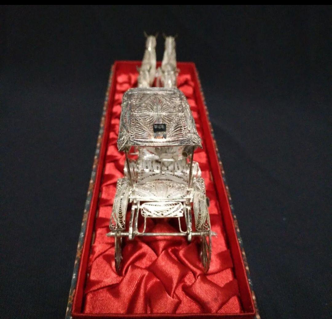 銀製　　銀細工　　馬車　　置物