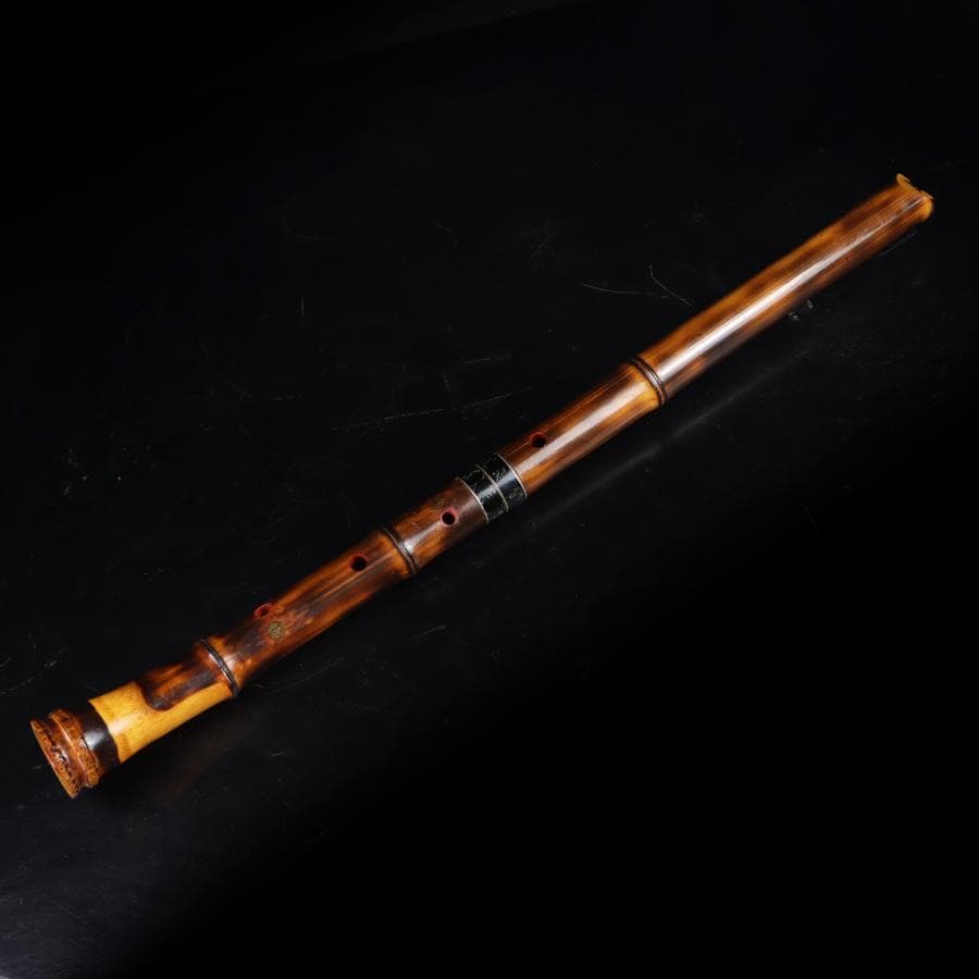 専用Y3279-6 琴古流 尺八 隆風 銀三線 螺鈿細工 全長69.5㎝ 　EE
