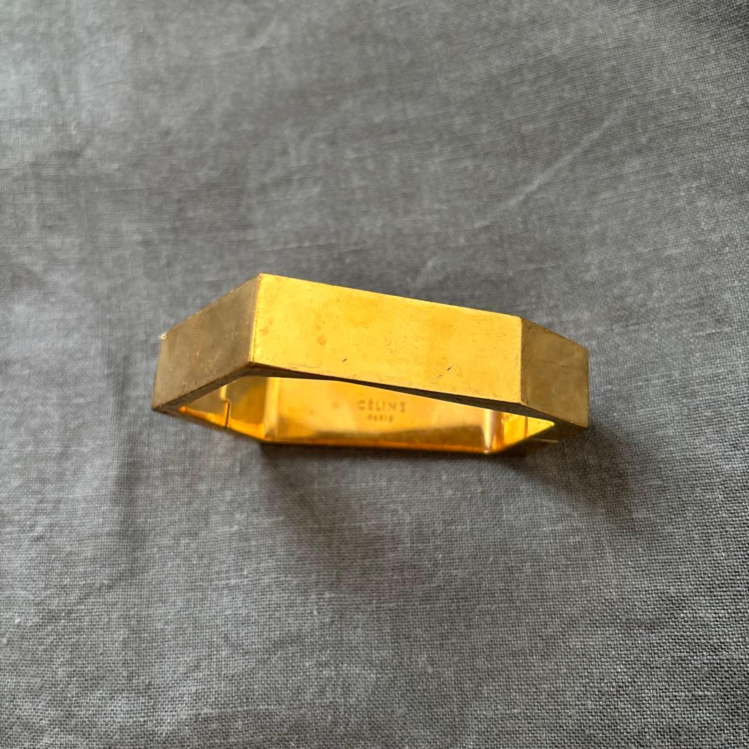 CELINE セリーヌ　フィービー期　ゴールド×シルバーメタル　 六角形バングル