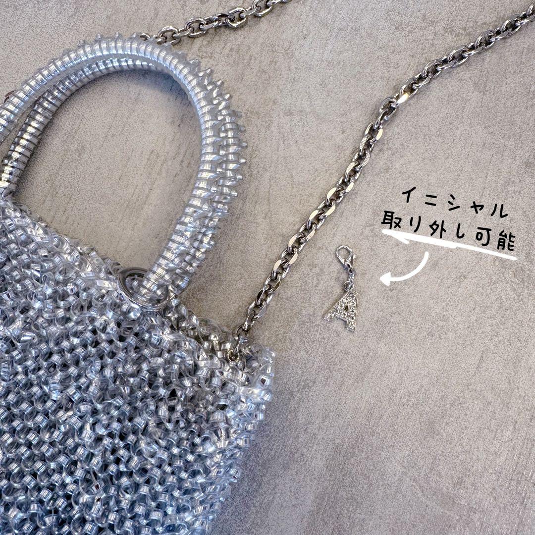 特大サイズ)即購入OK)ワイヤーバッグシルバー　ハンドメイド