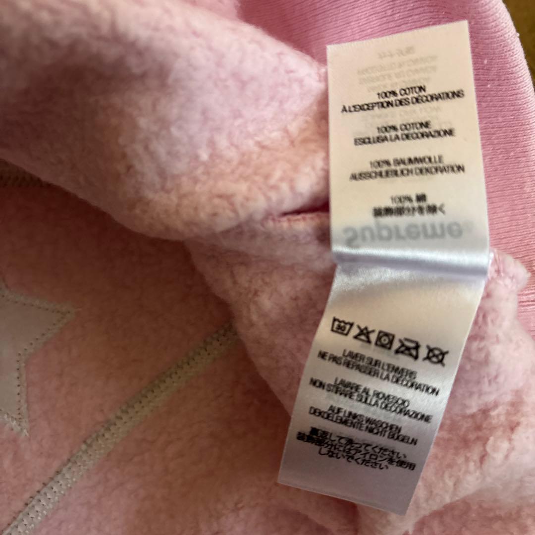 新品　Supreme ピンク ロゴ フード付きパーカー