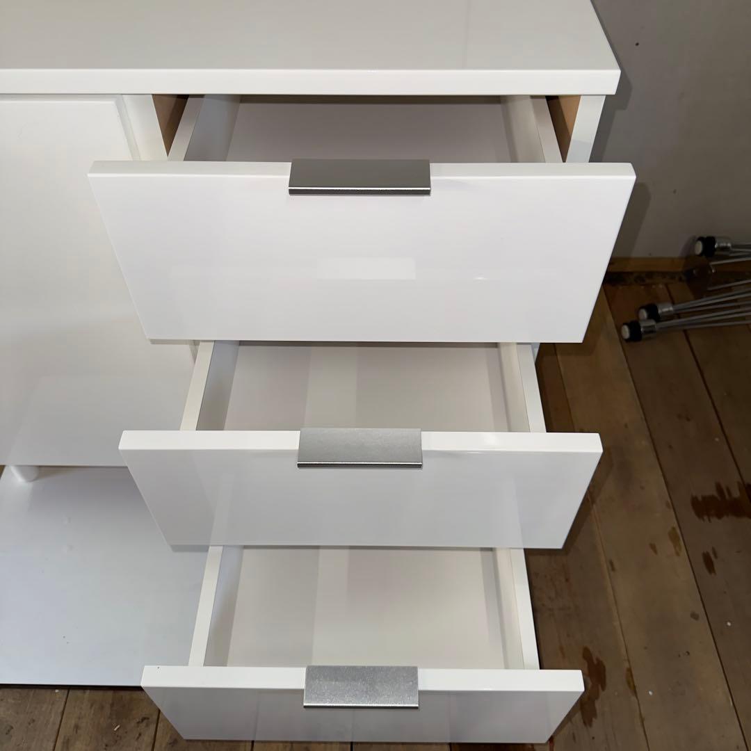 【1138】ホワイト収納キャビネット 引き出し3つ