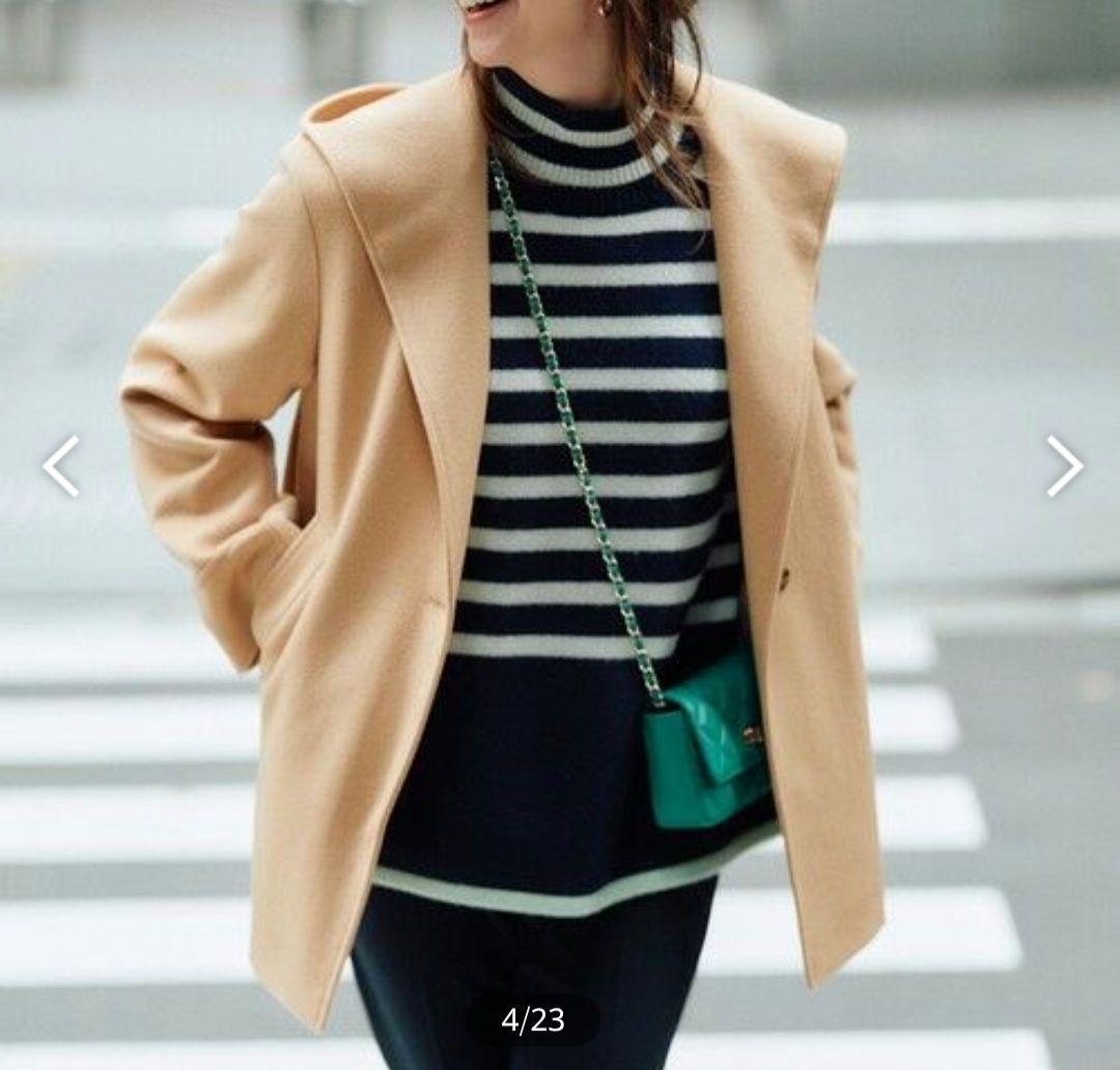 新品＊23区＊ウールカシミヤビーバー フード付き ショートコート