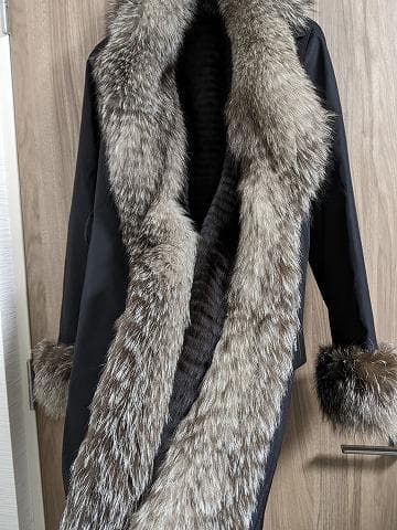 A976　未使用保管品　フォックス　ロシアリス　シルク　ライナーコート　毛皮