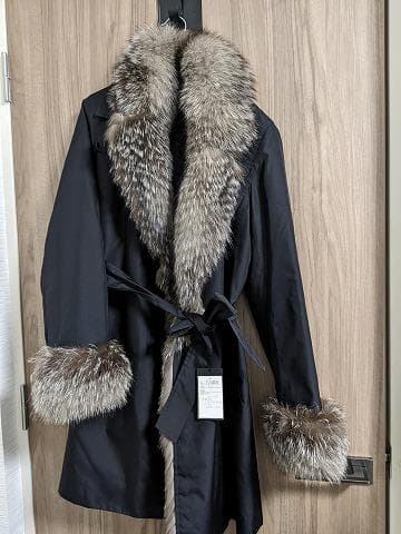 A976　未使用保管品　フォックス　ロシアリス　シルク　ライナーコート　毛皮