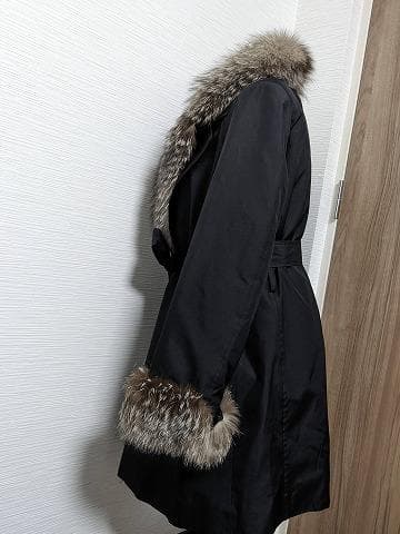 A976　未使用保管品　フォックス　ロシアリス　シルク　ライナーコート　毛皮