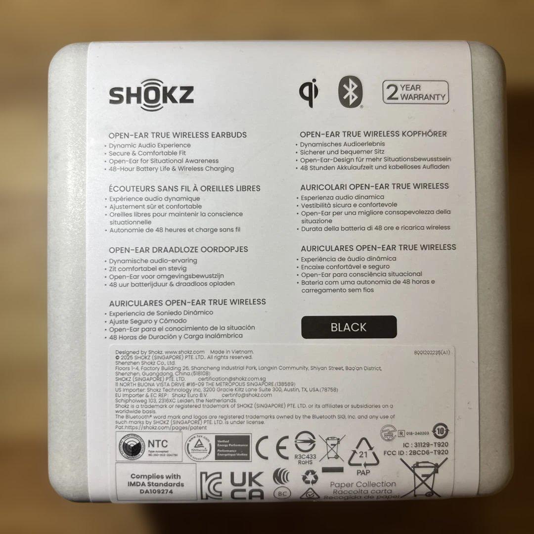 SHOKZ OPENFIT 2+ ワイヤレスイヤフォン ブラック