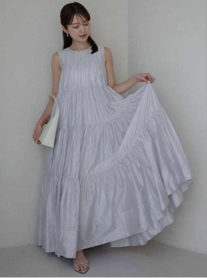 anuans テンセルリッチオーガンティアードワンピース