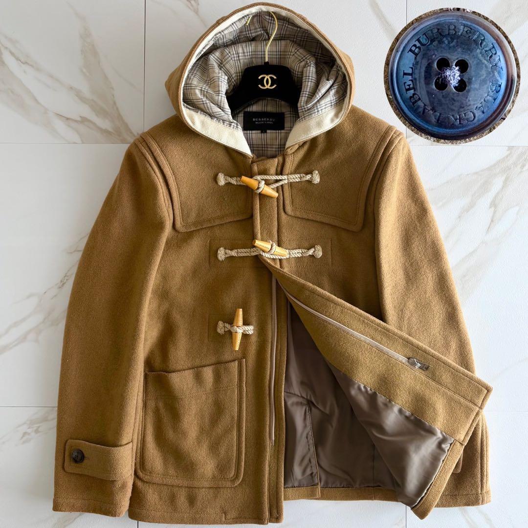 美品◆バーバリーブラックレーベル ダッフルコート キャメル ショート丈 L
