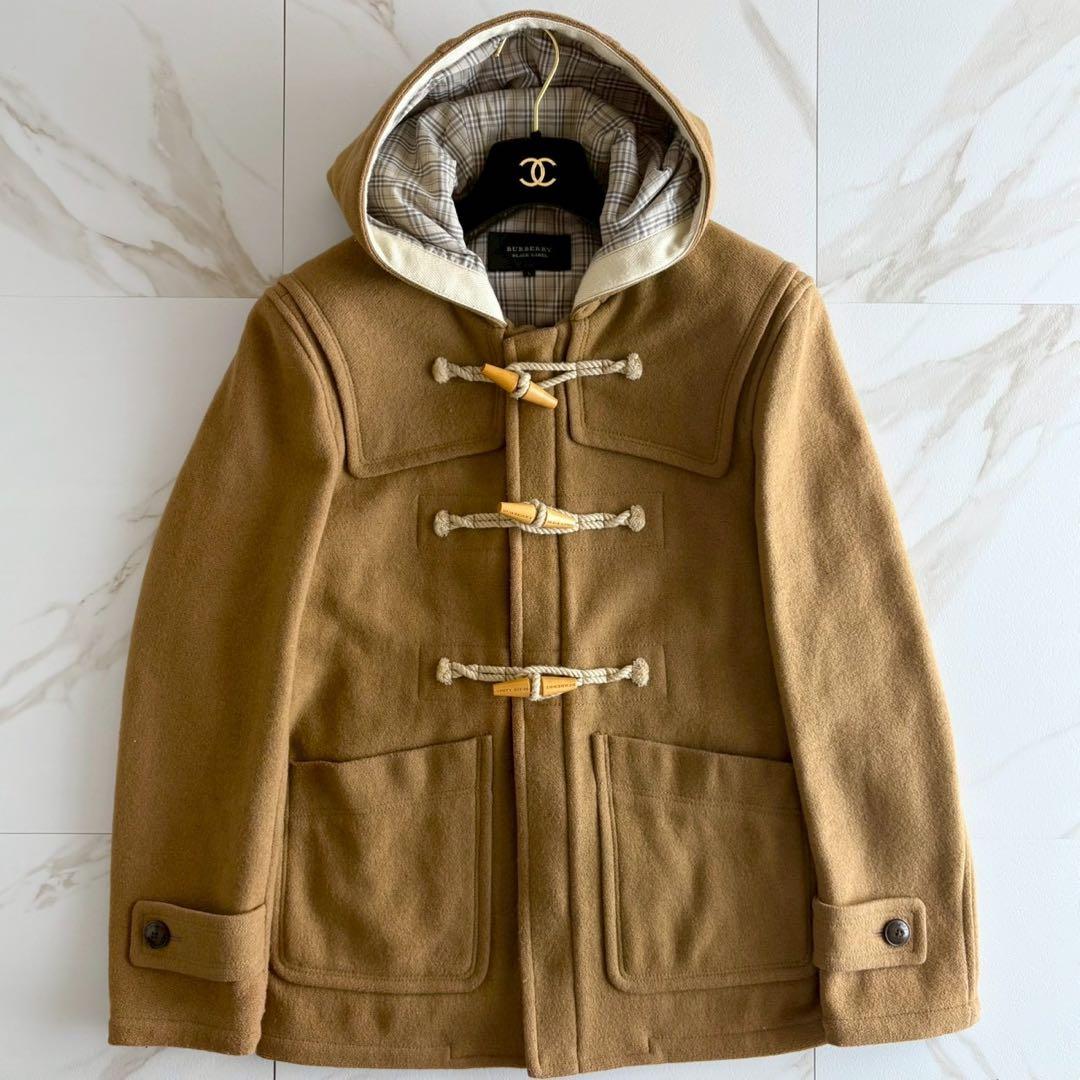 美品◆バーバリーブラックレーベル ダッフルコート キャメル ショート丈 L