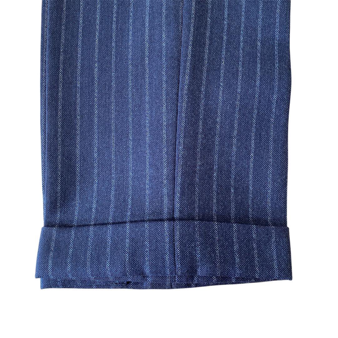 BEAMS F スーツ セットアップ ネイビー ウール チョークストライプ 95