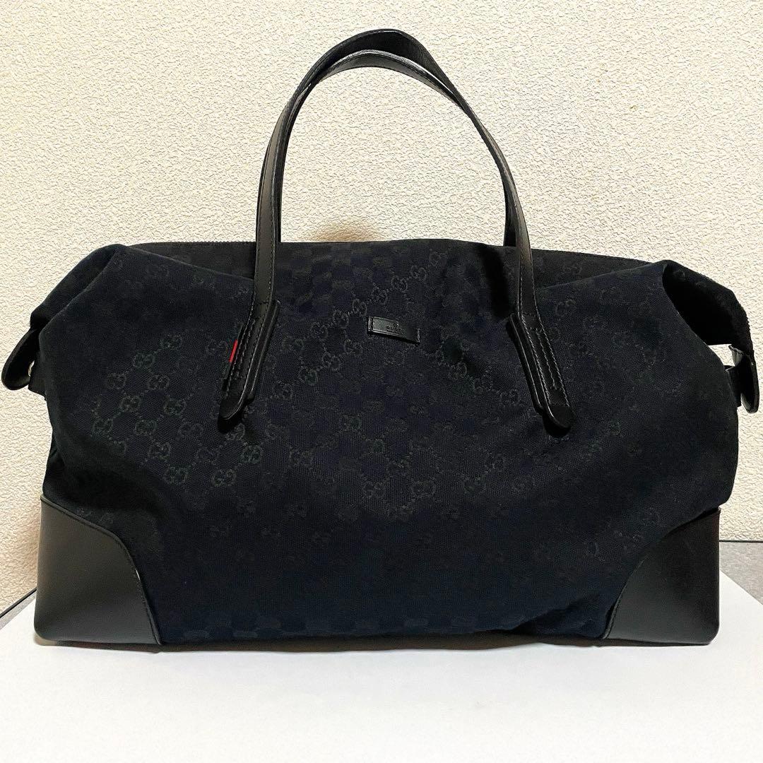 GUCCI グッチ ボストンバッグ ブラック GGスプリーム キャンバス