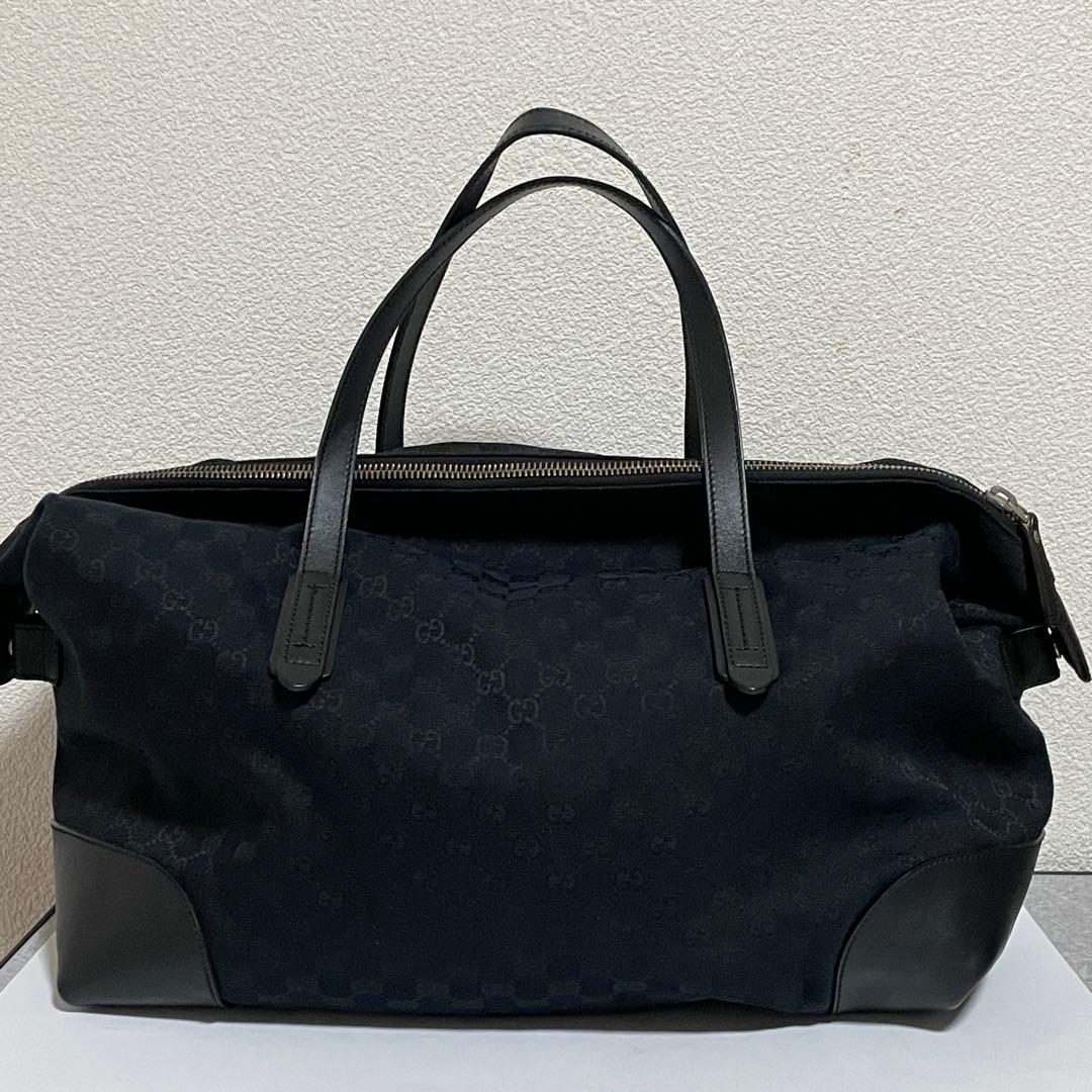 GUCCI グッチ ボストンバッグ ブラック GGスプリーム キャンバス