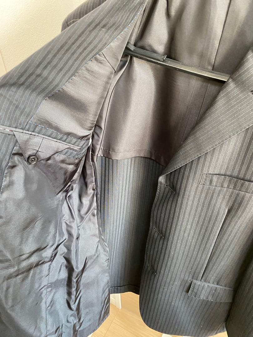 美品　バーバリーブラックレーベル　スーツセット　紺　ストライプ