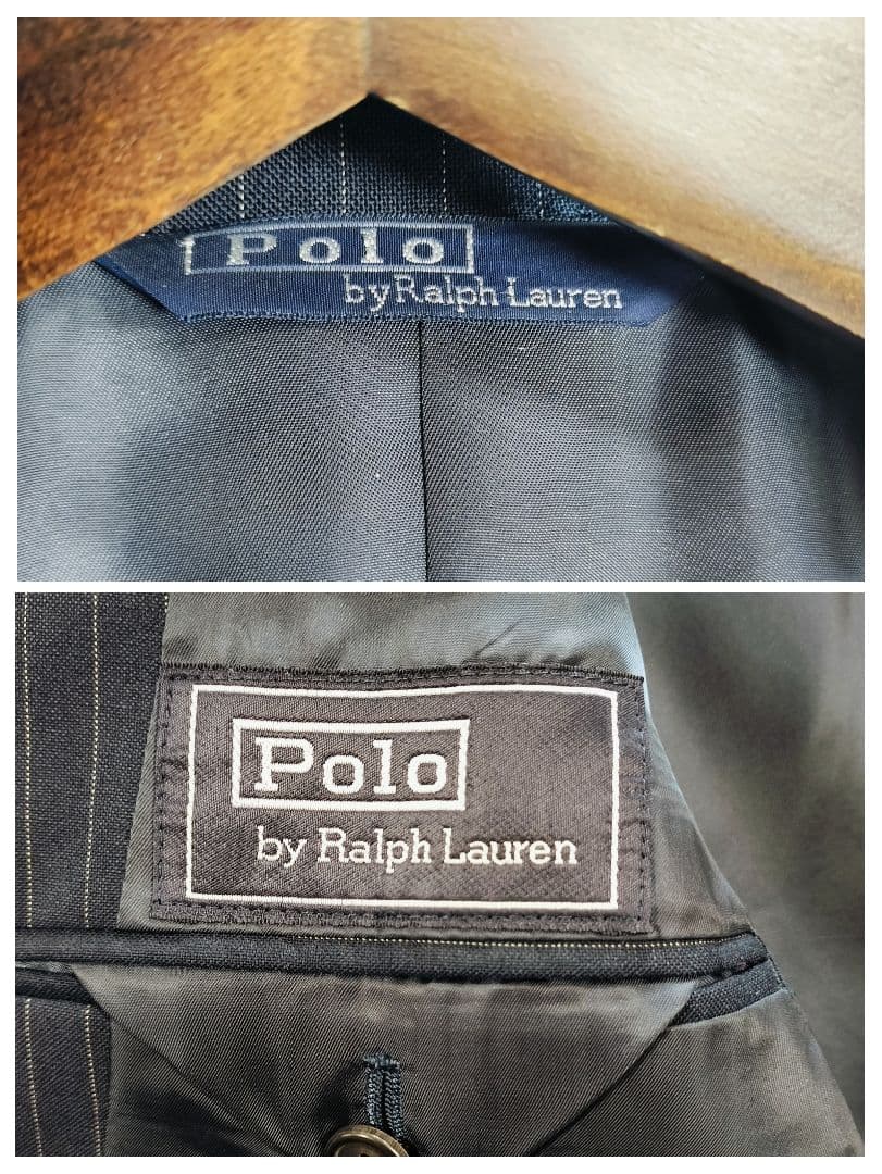 ②ポロラルフローレン ピンストライプ スーツ A5 ネイビー ブラック