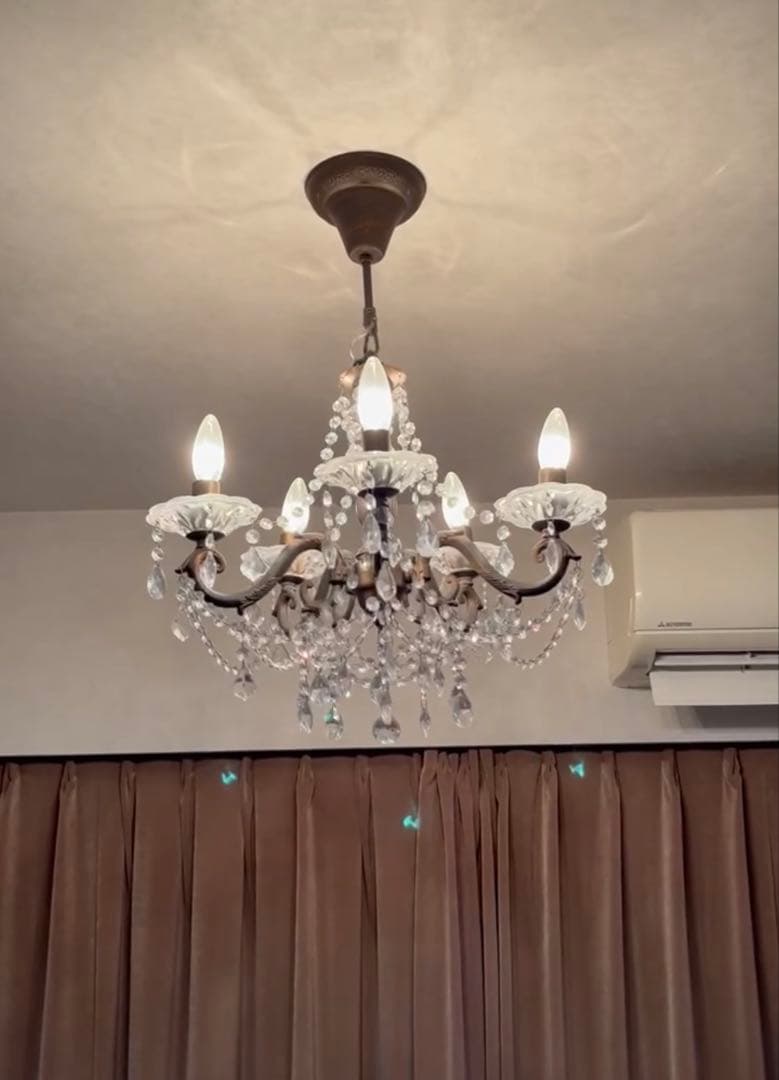 スワロフスキー 5灯アンティークボディシャンデリア