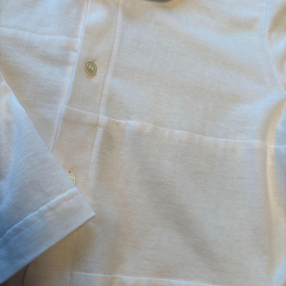 TAO ホワイト 7分袖 ポロシャツ裾変形デザイン