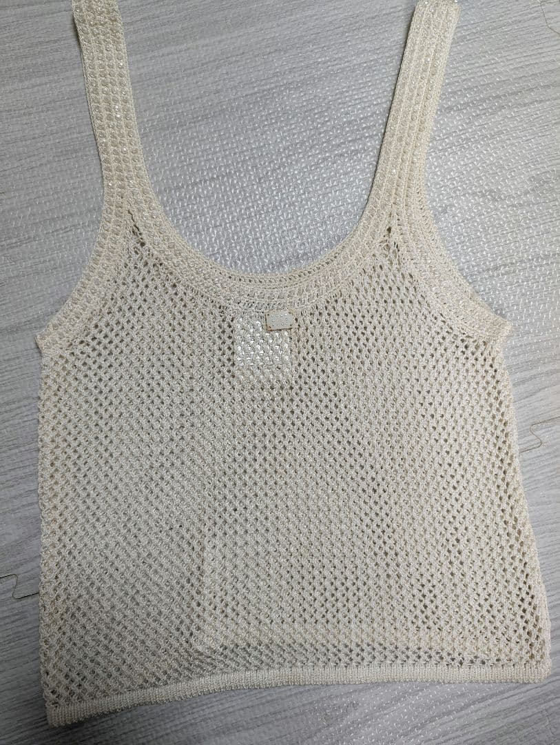 CHANEL アイボリー ネット編み ビスチェ 42